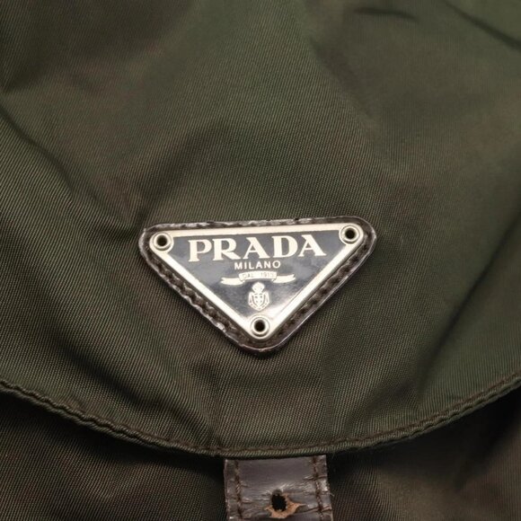 PRADA Backpack Nylon Khaki Silver Auth hk3056 - Picture 13 of 16